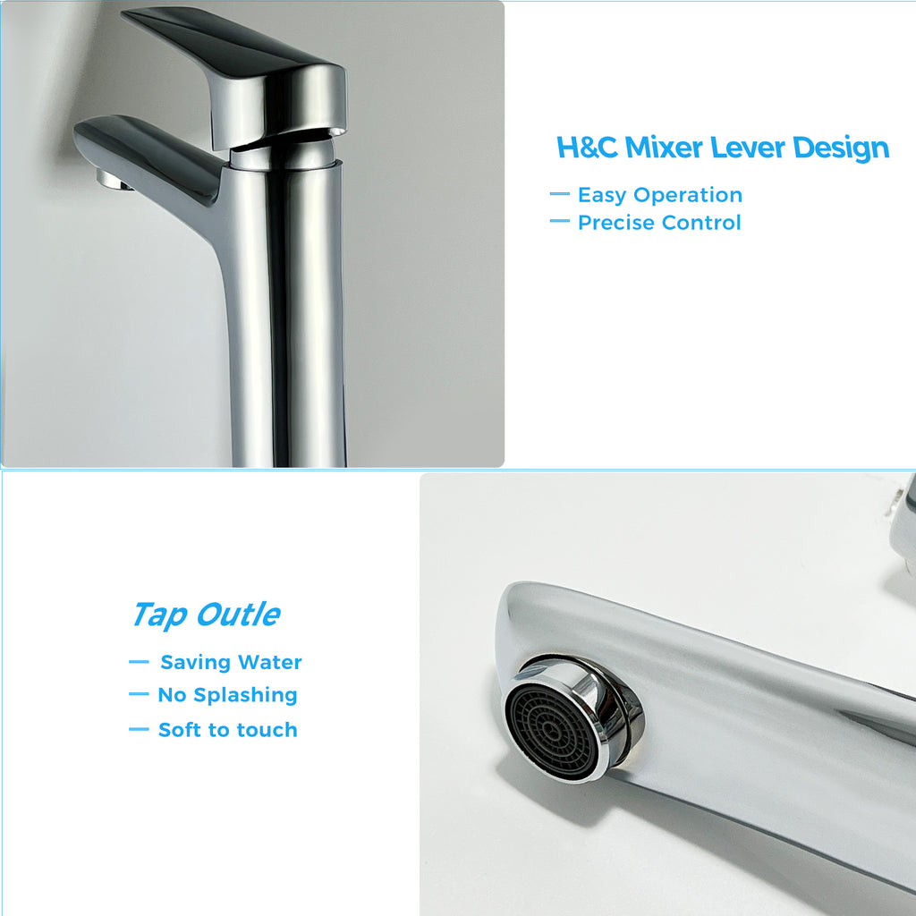 Modern Chrome Bathroom Faucet 1 Hole, Single Hole Bathroom Sink Faucet for Vanity
