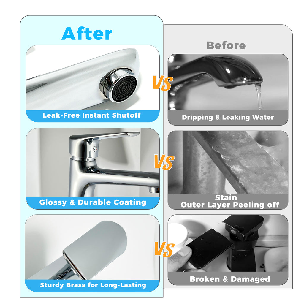 Modern Chrome Bathroom Faucet 1 Hole, Single Hole Bathroom Sink Faucet for Vanity