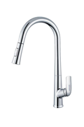 Chrome Pull Down Kitchen Faucet, Single Handle Brass Sink Faucet with Ceramic Cartridge, Single Hole High Arc Kitchen Faucet with Zinc Alloy Handle