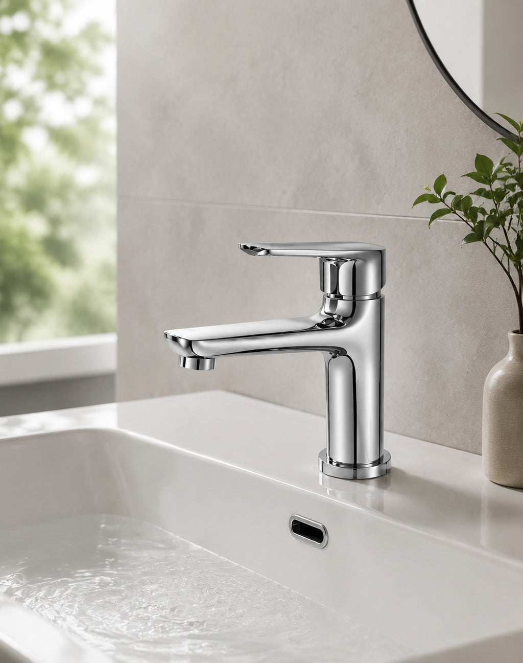 Modern Chrome Bathroom Faucet 1 Hole, Single Hole Bathroom Sink Faucet for Vanity