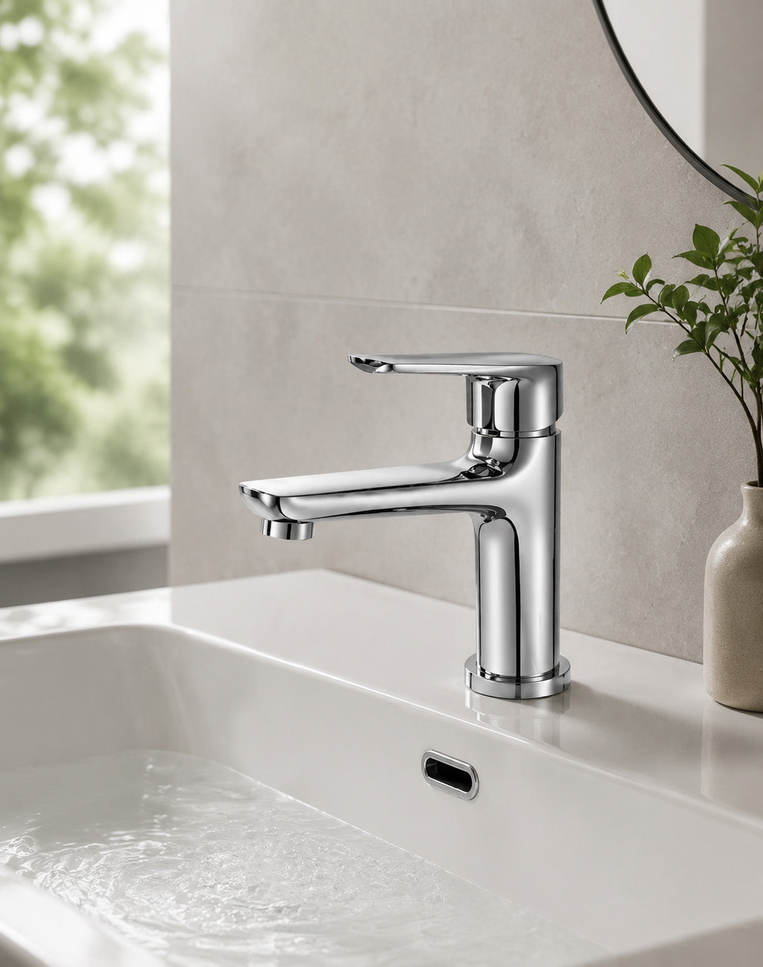 Modern Chrome Bathroom Faucet 1 Hole, Single Hole Bathroom Sink Faucet for Vanity