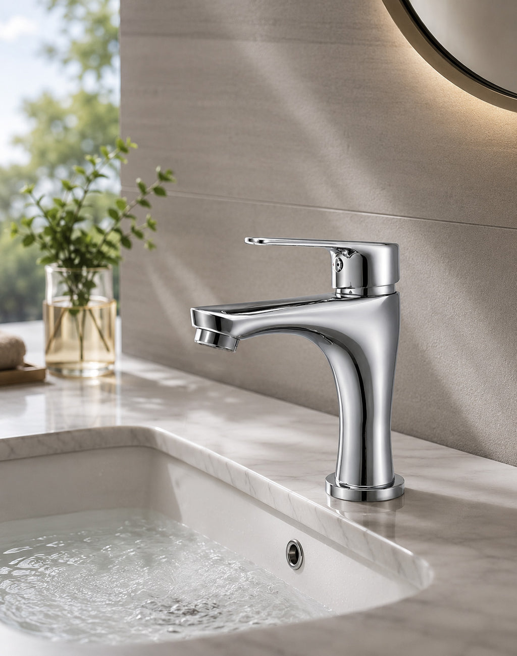 Compact Chrome Bathroom Faucet – Small Single Handle Vanity Sink Faucet
