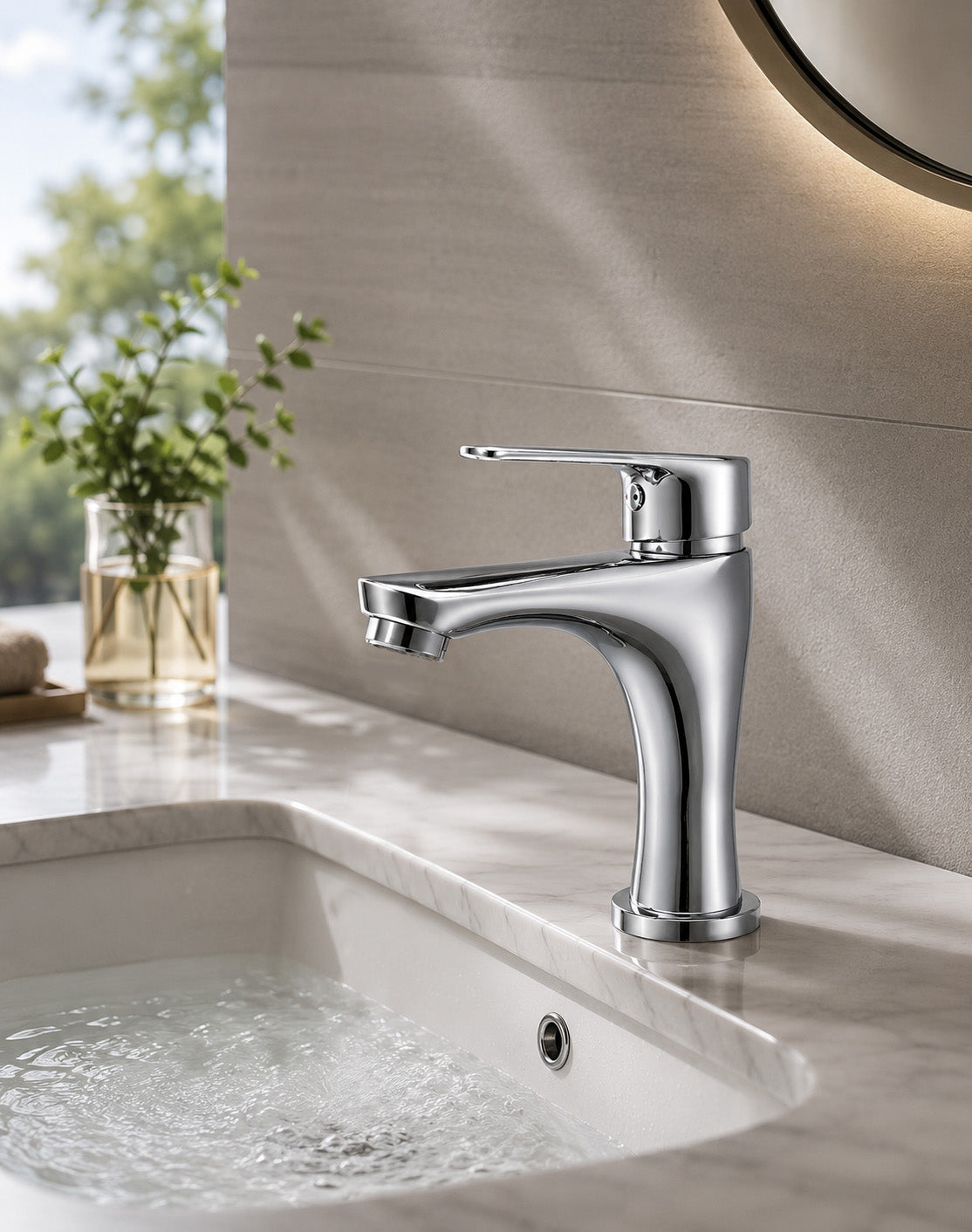 Compact Chrome Bathroom Faucet – Small Single Handle Vanity Sink Faucet